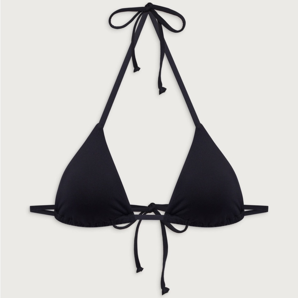 Frankie’s Bikinis Nick String Classic Black Triangle Bikini Top tie top